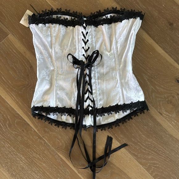 NWT Frederick’s of Hollywood Corset floral satin Lace Womens X C cup Fairy Core - Picture 1 of 10